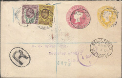 1902 REGISTERED POSTAL STATIONERY CRYSTAL PALACE TO USA. Envelope ...