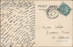 1904 BUCKMINSTER DATE STAMP. Post card Buckminster to St. Albans with ...