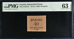 Estonia Klosterhof Estate 40 Kopeks ND (ca. 1906) - PMG 63 Choice ...