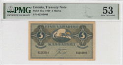 Estonia 5 Marka 1919 - PMG 53 About Uncirculated Pick 45a