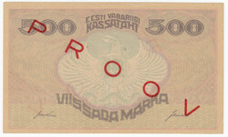 Estonia 500 Marka ND (1920-1921) - Specimen AU/XF+