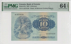 Estonia 10 Krooni 1937 - PMG 64 EPQ Choice Uncirculated Pick 67a