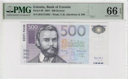 Estonia 500 Krooni 2007 - PMG 66 EPQ Gem Uncirculated Pick 89