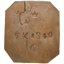 Russia-Sweden, Copper Token 5 Kopecks 1840 with Swedish Crowns, 28 ...