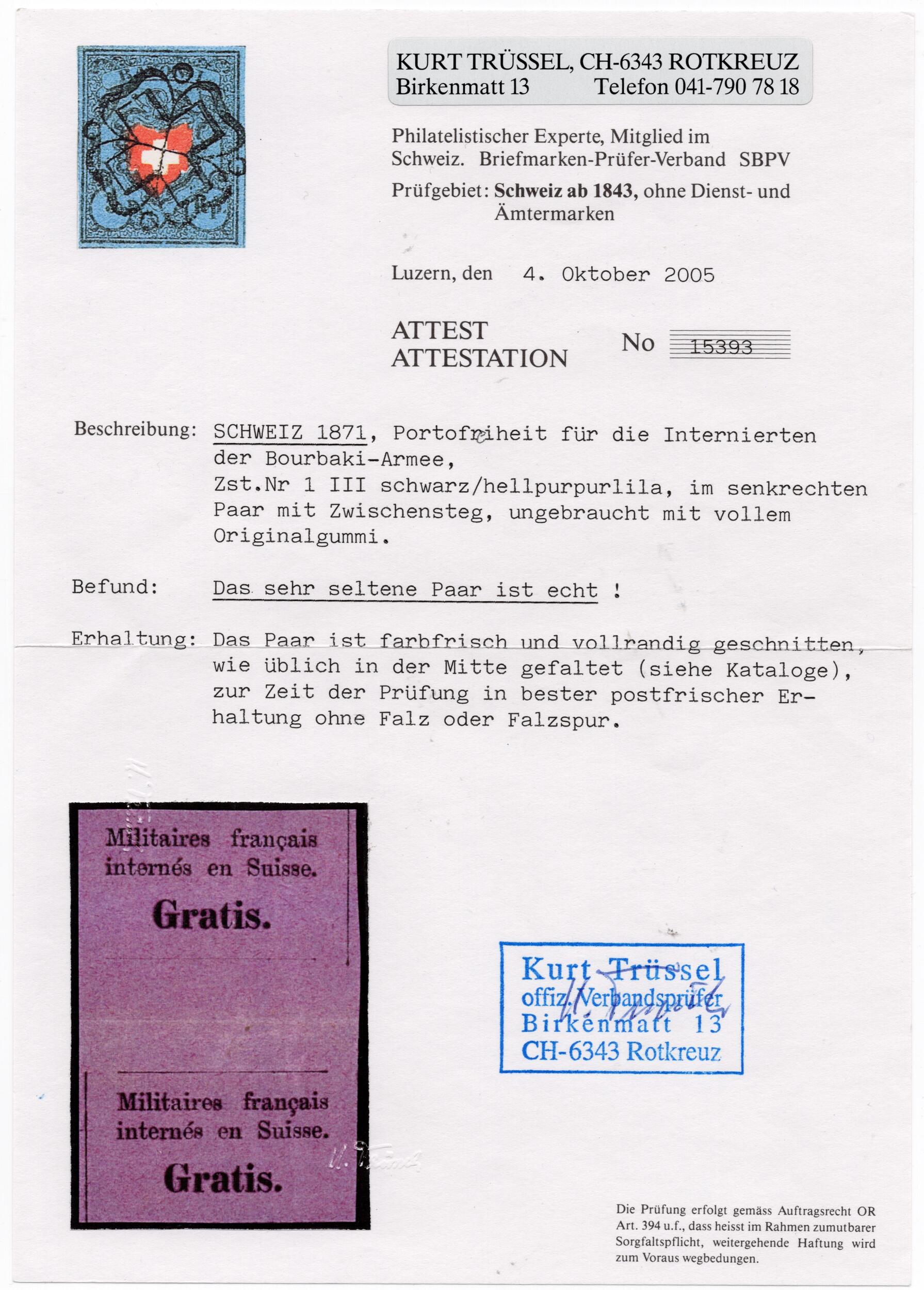 Image 1 for lot number 1590 for Philatelic Club Biel-Seeland - Auction 2025