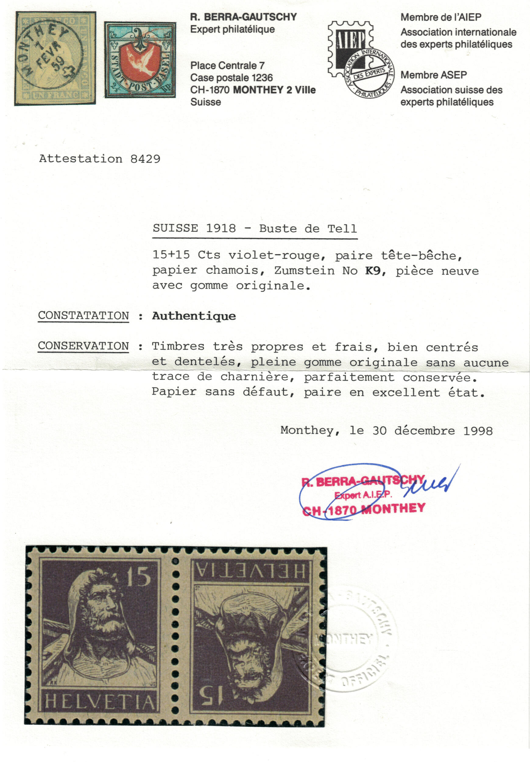 Image 1 for lot number 1597 for Philatelic Club Biel-Seeland - Auction 2025