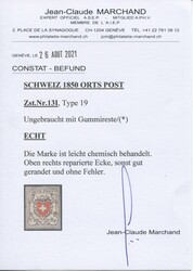 Orts-Post mit Kreuzeinfassung, SBK Nr. 13I Type 19, ungebraucht mit ...