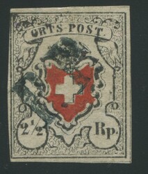 Orts-Post mit Kreuzeinfassung, SBK Nr. 13 I, Type 6 entwertet mit ...