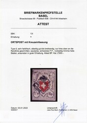 Orts-Post mit Kreuzeinfassung, SBK Nr. 13 I, Type 6 entwertet mit ...