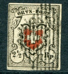 Orts-Post mit Kreuzeinfassung, SBK Nr. 13 I, Type 27, entwertet mit ...