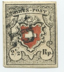 Orts-Post mit Kreuzeinfassung, SBK Nr. 13Ia, Type 39, tiefschwarze ...