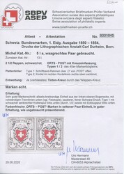 Orts-Post mit Kreuzeinfassung, SBK Nr. 13I Typen 1 + 2, fabrisches ...