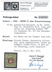 Rayon II gelb ohne Kreuzeinfassung, SBK Nr. 16II Stein A1-U, ...