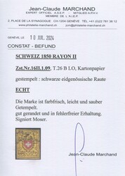 Rayon II gelb ohne Kreuzeinfassung, SBK Nr. 16II Type 26 Stein B-LO ...