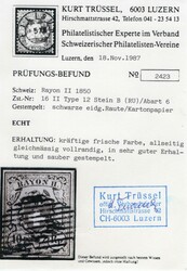 Rayon II gelb ohne Kreuzeinfassung, SBK Nr. 16II Type 12 Stein B-RU ...