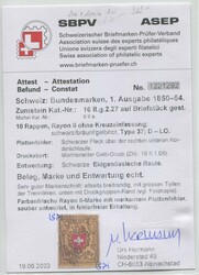Rayon II gelb ohne Kreuzeinfassung, SBK Nr. 16II Type 37 Stein D-LO, ...