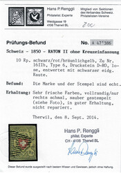 Rayon II gelb ohne Kreuzeinfassung, SBK Nr. 16IIh Type 6 Stein D-RO, ...