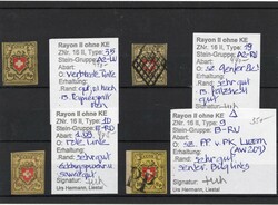 Kleines Lot von 4 Rayon II Marken, SBK Nr. Steine A2, B und E. Alle ...