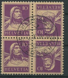 10 Rappen violett Tell geriffelt, SBK Nr. K27z im Paar, gestempelt ...