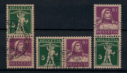 Zusammenhängende Wertstufen Tell und Tellknabe geriffeltes Papier, ...