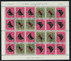 Kehrdruckbogen Pro Juventute 1953, gestempelt mit Ersttagsstempel mit ...