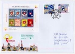 Block 175 Jahre Bundesbriefmarken auf Sonderbriefumschlag Skyline C5, ...