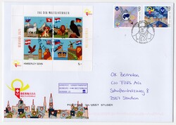 Block Multilaterale auf Sonderbriefumschlag Skyline (C5), Vignette ...