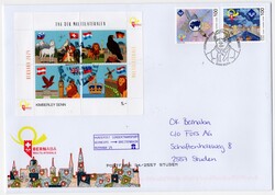 Block Multilaterale auf Sonderbriefumschlag Skyline (C5), Vignette ...