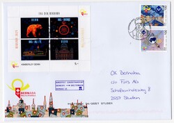 Block BERNABA auf Sonderbriefumschlag Skyline (C5), Vignette ...