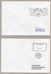 Kiste von 400 Belegen mit PP-Abstempelungen aus der ganzen Schweiz. ...