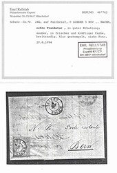 1857/60, Sitzende Helvetia, 15 Rp. rosa, letzte Berner Druckperiode, ...