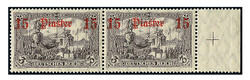 1913, 15 Pia. auf 3 M. schwarzbraunviolett, postfrisches waager. ...