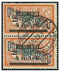 Freim., 4 m. auf 2 Fr. rötl'orange/ grautürkis, PF I "Wertziffer ...