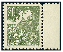 1953, Fünfjahrplan (II), 20 Pf. dkl'oliv, Propagandafälschung der ...