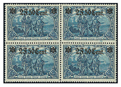 1916, 2 F. 50 C. auf 2 M. kobalt, postfrischer (unteres Paar winz. ...