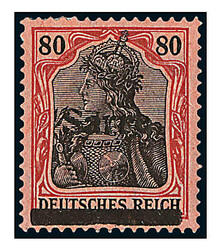 80 Pf. karminrot/ grauschwarz auf mittelgraurot, Type III, ungebr. ...