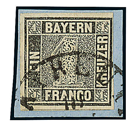 1 Kr. schwarz, Platte 1, farbfrisch u. alls. voll-/ meist breitrandig ...