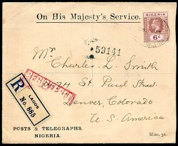 SOUTHERN NIGERIA / Postal History 1925 28th July, printed 'On His ...