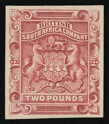 1892 £2, plate proof in issued colour rose-red, imperforate on ...