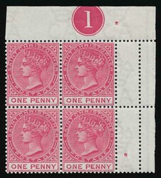 ST. KITTS-NEVIS / ST. CHRISTOPHER 1884 QV 1d carmine-rose, wmk. Crown ...
