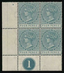 ST. KITTS-NEVIS / ST. CHRISTOPHER 1884 QV 4d grey, wmk. Crown CA. ...
