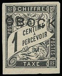 OBOCK 1892 1c black postage due, overprinted 'OBOCK' (straight). Very ...