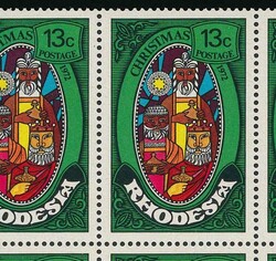 1972 13c Christmas, 'break in folds of cloak' flaw in positional ...