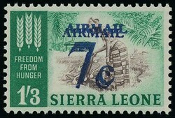 1964-66 Decimal currency 'AIRMAIL / 7c' surcharge. Major variety ...