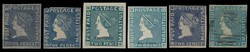 FORGERY / REPRINT 2d Sherwin type, struck in shades of blue, six ...