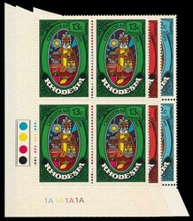 1972 Christmas, set of three cylinder '1A' blocks of four. Superb ...