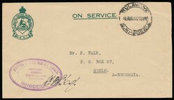 1932 15th August, printed (green on cream) stampless 'ON SERVICE' ...