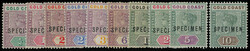 1898-1902 ½d to 10/-, set of ten values overprinted 'SPECIMEN'. Very ...