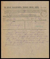 TELEGRAM 1917 (6th September), headed ‘THE AFRICAN TRANSCONTINENTAL ...