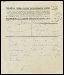 TELEGRAM 1917 (25th September), headed ‘THE AFRICAN ...